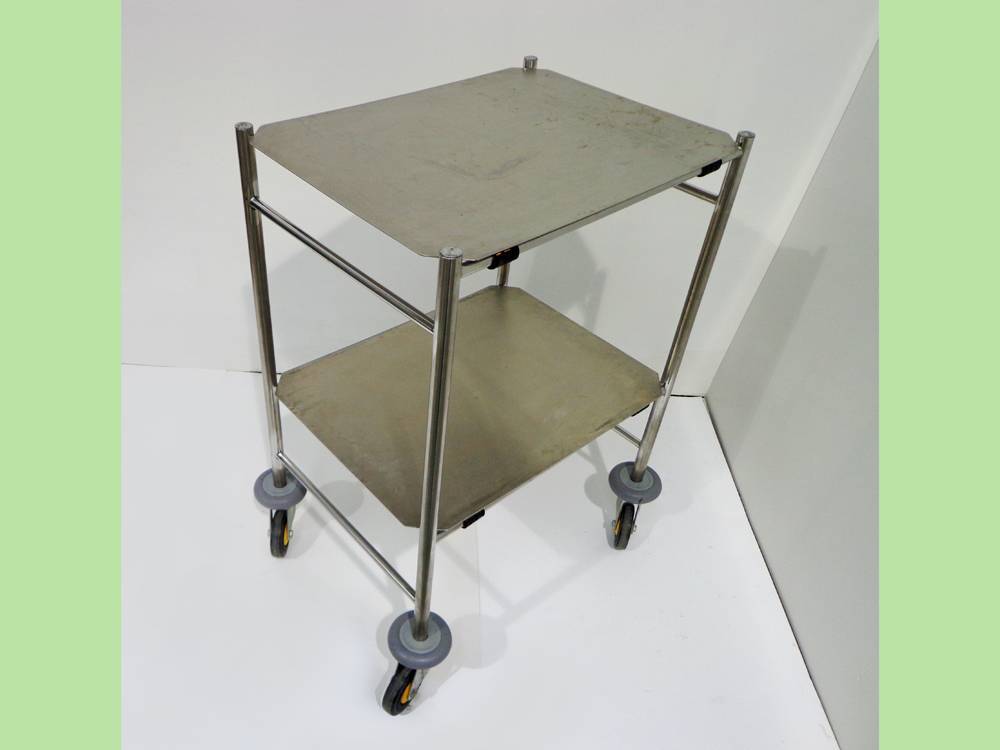 Two Tier Stainless Steel Trolley With Removeable Shelves.